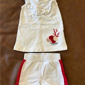 Monnalisa white and red tank and shorts set Size 9months